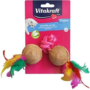Vitakraft - Kattenspeelgoed, 2 ballen van jute met kattenkruid