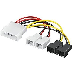 Goobay 93632 PC ventilator stroomkabel, stroomadapter, 5,25 Molex stekker naar ventilator 2 x 12 V / 2 x 5 V / 0,15 m