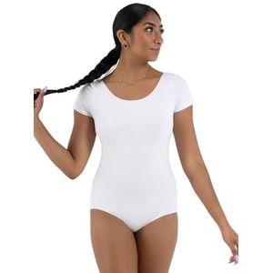 Capezio Dames Classic Short Sleeve Leotard, Wit, M