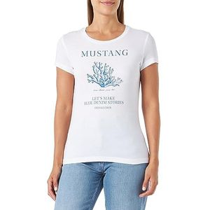 MUSTANG Dames Style Alexia C Print T-shirt, General White 2045, XL, Algemeen Wit 2045, XL