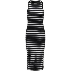 ONLY Dames Onlbelfast Stripe S/L Mididress JRS Noos midi-jurk, zwart, XL