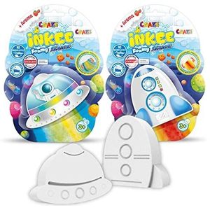 Craze INKEE Foamy Space Pack 38635 Badbommen voor kinderen, schuimbad met aardbeiengeur, meerkleurig schuim, badplezier, babybad, badbruisballen voor kinderen, badbom, raket of ruimteschip