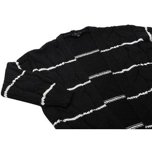 faina Dames Modieus gebreid vest met V-hals en kleurblokpatroon ZWART Maat XS/S, zwart, XL