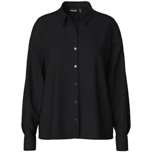 PIECES Pcfranan Ls Shirt Noos Bc Blouse voor dames, zwart, XL