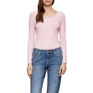 s.Oliver Fijne jersey longsleeve met geribbelde structuur, zacht roze, 40