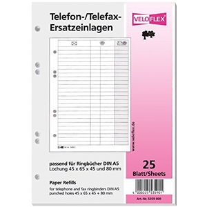 VELOFLEX 5359000 - kartonnen reserve-inleg DIN A5, met 25 vellen, voor telefoonringboeken