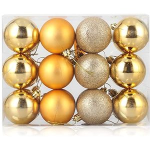 Kerstballen, goud, 24 stuks kerstboomversiering, kerstbal, doe-het-zelf versiering, seizoensgebonden decoratie, bruiloftsdecoratie, hangende bal (6 cm, goud)