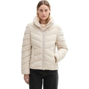TOM TAILOR Dames puffer winterjas met kunstbont aan de kraag, 12365 - Dusty Beige, XL