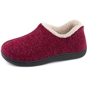 ULTRAIDEAS Indoor Loafer Huisschoenen voor dames met traagschuim, warme gesloten achterkant met rubberen antislip zool voor buiten, Rood, 38 EU