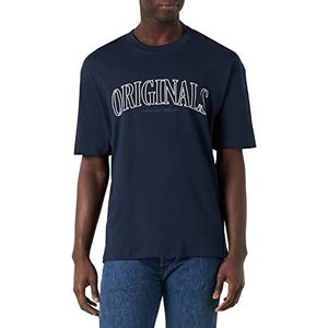 Jack & Jones JORBRINK Crest Tee SS Crew Neck T-shirt, Navy Blazer, S