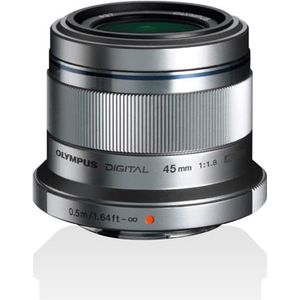 OLYMPUS M.Zuiko Digital 45Mm F1.8, Objectief (Heldere Vaste Brandpuntsafstand, Geschikt Voor Alle Mft-Camera's, OM SYSTEM Om-D En Pen Modellen, Panasonic G-Serie), Zilver