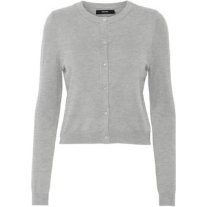 VERO MODA Dames Vmglory Ls O-hals korte cardigan Ga Noos gebreide jas, lichtgrijs gem., XS