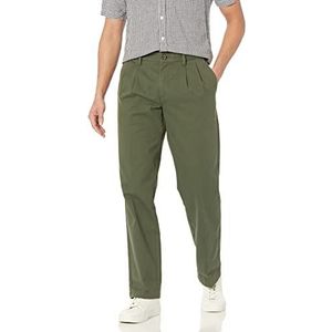 Amazon Essentials Classic-fit rimpelbestendige geplooide chino-broek voor heren ,Groen (Olijf) ,34W / 36L