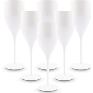 Bryna Set van 6 glazen à 18 cl van polycarbonaat (hard plastic), 100% Italiaans design, onbreekbare glazen, wijnglazen, herbruikbaar en vaatwasmachinebestendig, wit