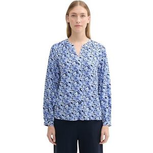TOM TAILOR Damesblouse, 36838 - blauw bloemendesign, 38