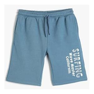 Koton Boys's Trekkoord Zakken Gedrukt Detail Shorts, blauw (620), 9-10 Jaar