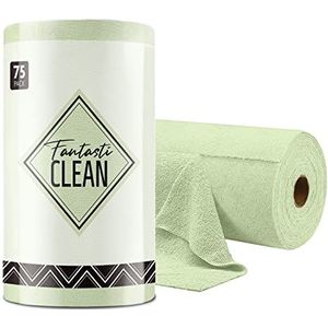 Fantasticlean Microvezel reinigingsdoekrol -75 pack, afscheurende handdoeken, 30 x 30 cm, herbruikbare en wasbare vodden (groen)