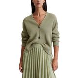 Marc O'Polo - Gebreid Damesjack - Effen - Katoen - Relaxed Fit - V-hals