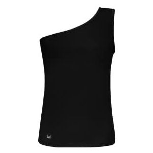 Madnezz House Dames One Shoulder Top, Een-Schouder Mouwloos T-shirt, zwart, XL