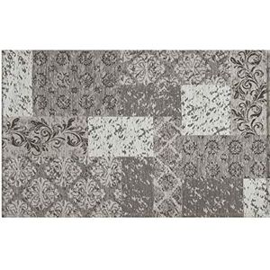 BIANCHERIAWEB Velours tapijt, antislip, 140 x 200 cm, voor slaapkamer en woonkamer, motief: satijn, zilver