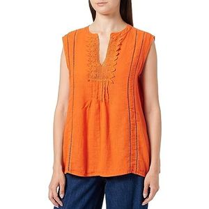 Sidona Top blouse met kant, kleur: oranje, XL dames, Kleur: oranje., XL