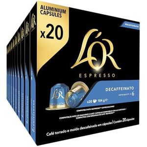 L'OR Espresso Koffiecups Decaffeinato (200 Espresso Koffie Capsules - Geschikt voor Nespresso Koffiemachines - Intensiteit 06/12 - 100% Arabica Koffie) - 10 x 20 Cups