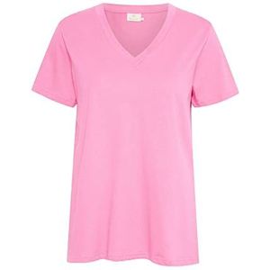 KAFFE Dames T-shirt blouse korte mouwen V-hals, Pink Frosting, S