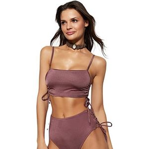 Trendyol Dames Bandeau Strapless Gebreide Bikini Top, Bruin, 42