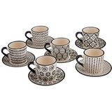 H&h set 6 tazze caff in stoneware vhera con piatto cc90