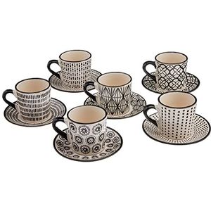 H&h set 6 tazze caff in stoneware vhera con piatto cc90