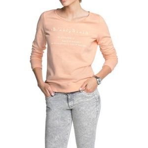 ESPRIT Dames sweatshirt 054EE1J003 met coole print, roze (Pearl Peach 695), L