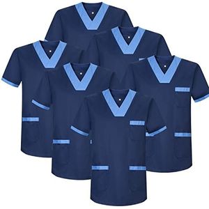 MISEMIYA - Set van 6 stuks - Sanitaire kippenuniform voor Mexico verpleegsters, blauw 8171-8, L