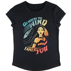 Disney Pocahontas - Wind Takes You Women's Rolled-sleeve Black M