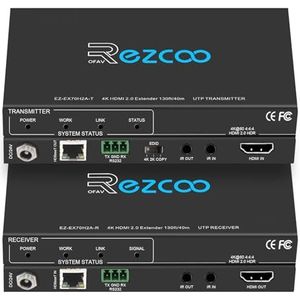 HDMI Extender Over Ethernet 4k 60HZ 18G/BPS Over Single Cat5/6 tot 40m(165ft), RS232 POE IR HDCP2.2 HDR CEC EDID Management.