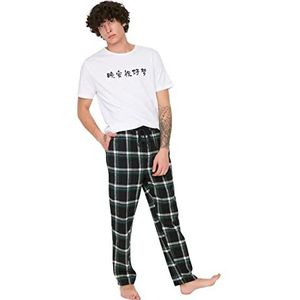 Trendyol Man normale taille wijde pijpen normale pyjamabroek, Meerkleurig, S