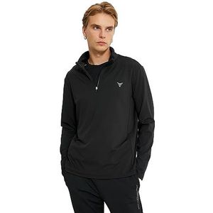 Koton Sportief sweatshirt met lange mouwen voor heren met halve rits, zwart (999), S
