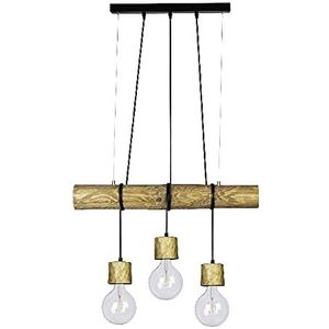 Homemania HOMBR_0282 Hanglamp, plafondlamp, hout, metaal, zwart, 70 x 8-12 x 140 cm
