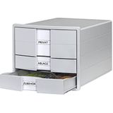 HAN Ladenbox IMPULS - modern ontwerp behuizing voor papierformaten DIN A4/C4. Met 3 gesloten laden en lade-inzet voor DIN A4/C4, lichtgrijs, 1017-11