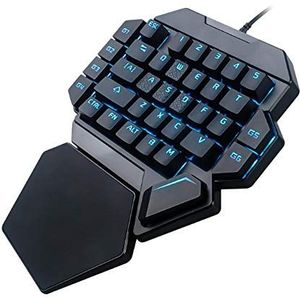 Gaming toetsenbord met één hand, draagbaar mechanisch RGB-zwart licht toetsenbord met 35 toetsen en macrodefinitiefunctie, compatibel met Win10/8/7/Vista/ME/Mac/Linux/IBM