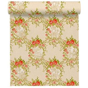 A.S. Création Vliesbehang Chateau 5 behang met bloemenornamenten 10,05 m x 0,53 m beige groen rood Made in Germany 344991 34499-1