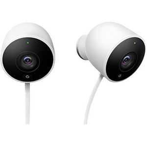 Google Nest-beveiligingscamera voor buiten - Nachtzicht, 1080p HD-video, set van 2 stuks en Nest-beveiligingscamera voor binnen - Nachtzicht, 1080p HD-video, CCTV-camera - Plug-In-And-Go-beveiliging, verpakking kan variëren
