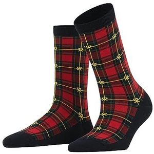 Burlington Dames Sokken X-Mas Tartan W SO Katoen Dun gedessineerd 1 Paar, Zwart (Black 3000), 36-41