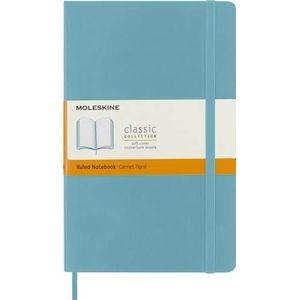 Moleskine Classic Ruled Paper Notebook - Soft Cover and Elastic Closure Journal - Color Reef Blue - Large 13 x 21 A5 - 192 Pages