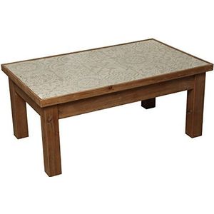 DRW salontafel van hout met Arabisch patroon 102 x 65 x 45 cm, glas, kleur 102 x 65 x 45 cm