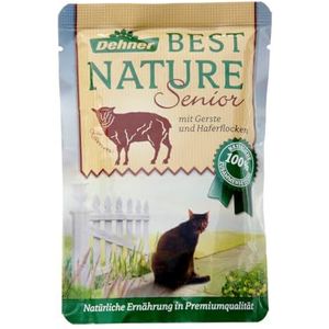 Dehner Best Nature Kattenvoer voor senior, natvoer, voor oudere katten, lam, zak van 16 x 85 g (1,36 kg)