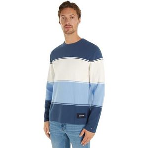 Tommy Hilfiger Heren Milano Colourblock Crew Neck Pullover Trui, Egeïsche Zee Multi, S, Egeïsche Zee Multi, S