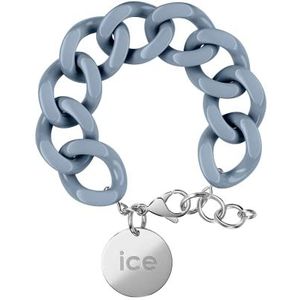 ICE Jewellery - Chain bracelet - Artic blue - Silver - Blauwe XL mesh armband voor vrouwen met zilveren medaille (020918)