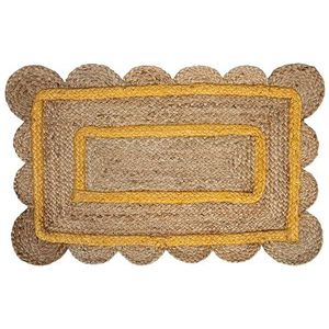 Fisura – Jute deurmat 70 centimeter x 45 centimeter. Jute mat met modern ontwerp. Deurmat voor binnen of buiten. Originele moderne deurmat. Gele jute deurmat.