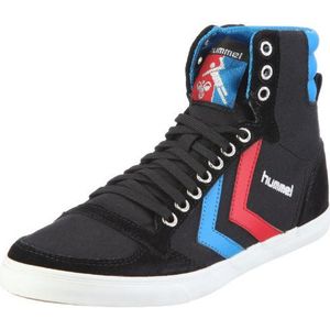 Hummel Slimmer Stadil High uniseks-volwassene Hoge sneakers, Zwart Blauw Rood Gum Kh, 41 EU