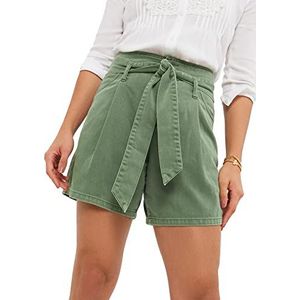 Joe Browns Vrouwen biologisch katoenen stropdas voorkant hoge taille brede pijpen kaki shorts, groen, 10, Blauw, 36
